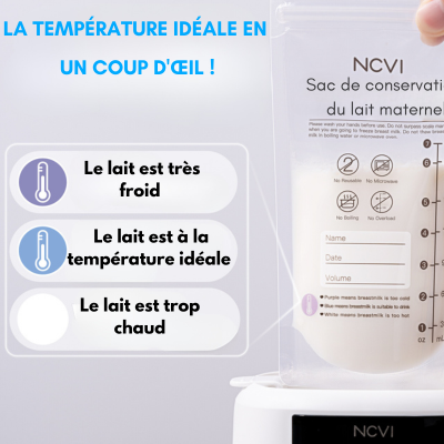 Sachet conservation lait maternel  Indicateur de température intégré ! –